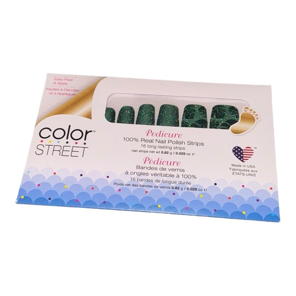 Color Street PEDICURE PARADISE FOUND Green Glitter Monstera Plant Toe Nail - Picture 2 of 7